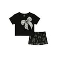 thumbnail image 1 of Wonder Nation Girls Short Sleeve Top and Shorts Pajama Set, 2-Piece, Sizes 4-18 & Plus, 1 of 3