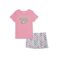 thumbnail image 1 of Wonder Nation Girls Short Sleeve Top and Sleep Short Pajama Set, 2-Piece, Sizes 4-18 & Plus, 1 of 3