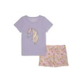 thumbnail image 1 of Wonder Nation Girls Short Sleeve Top and Sleep Short Pajama Set, 2-Piece, Sizes 4-18 & Plus, 1 of 3