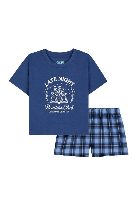 Girls Short Sleeve Top and Woven Sleep Pant Pajama Set, 2-Piece, Sizes 4-18