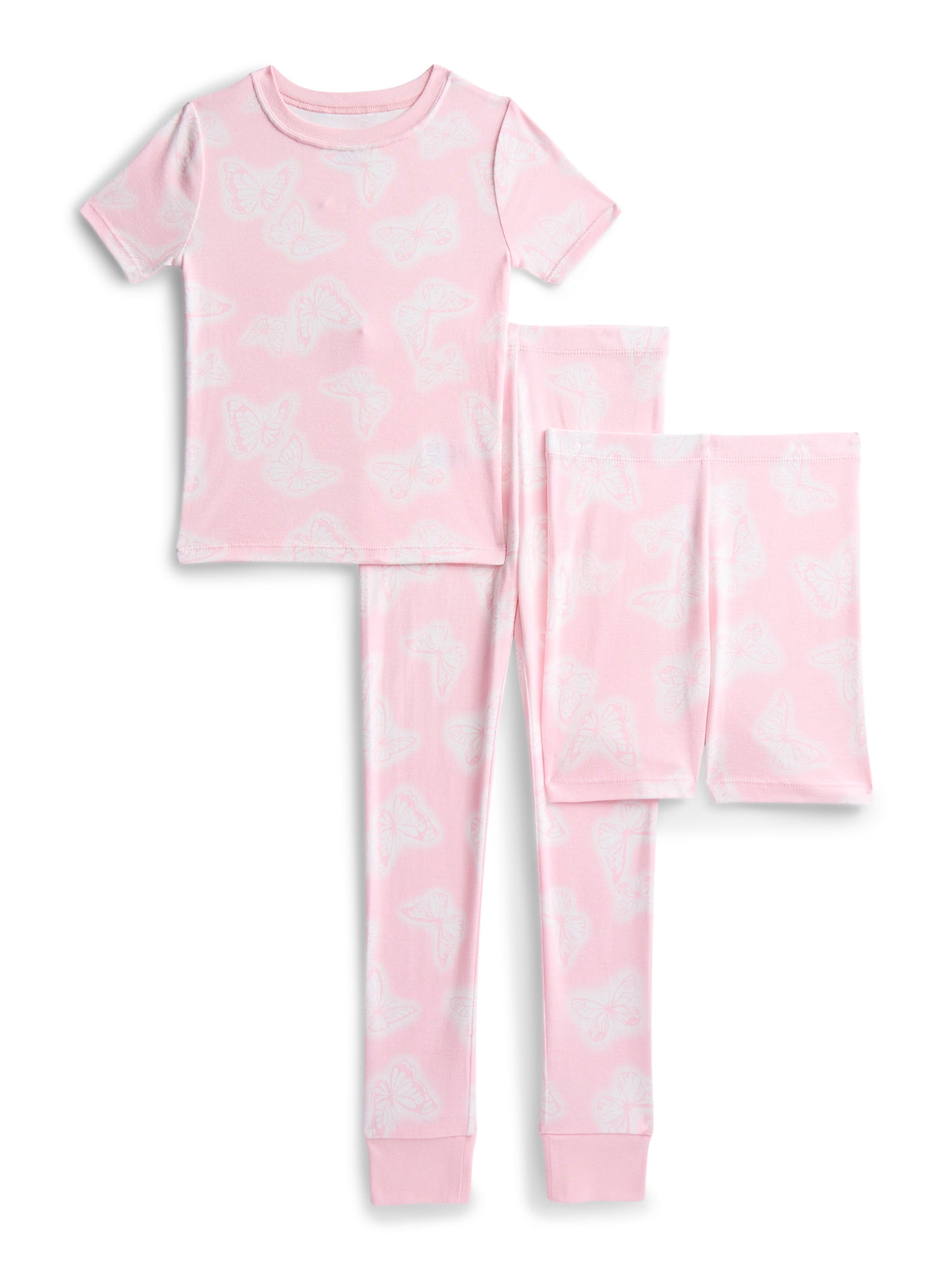 Wonder Nation Girls Short Sleeve Top, Pants and Shorts Pajama Sleep Set, 3-Piece, Sizes 4-10