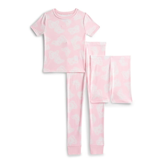 Wonder Nation Girls Short Sleeve Top, Pants and Shorts Pajama Sleep Set, 3-Piece, Sizes 4-10