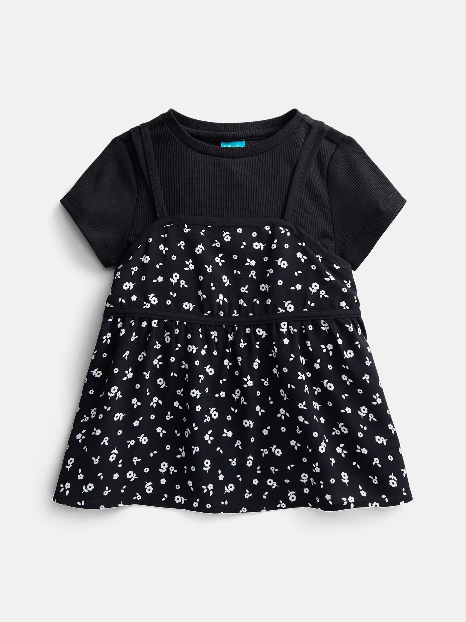 Wonder Nation Girls Twofer Top with Short Sleeves, Sizes 4-18 & Plus