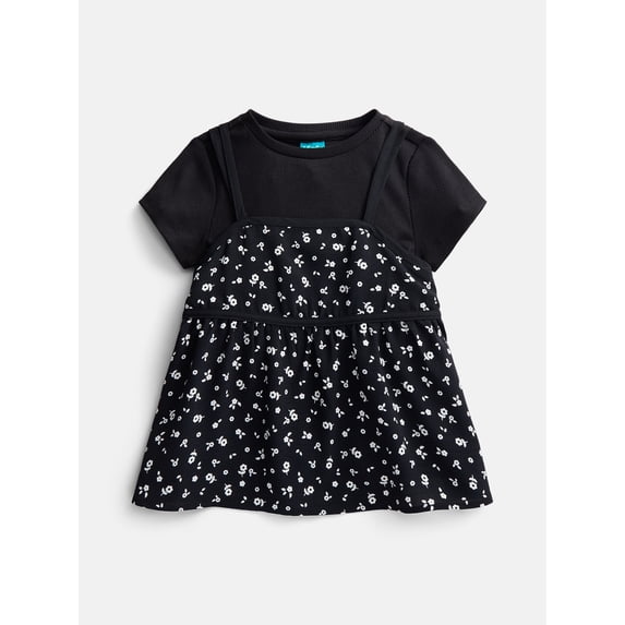 Wonder Nation Girls Layered Top with Short Sleeves, Sizes 4-18 & Plus