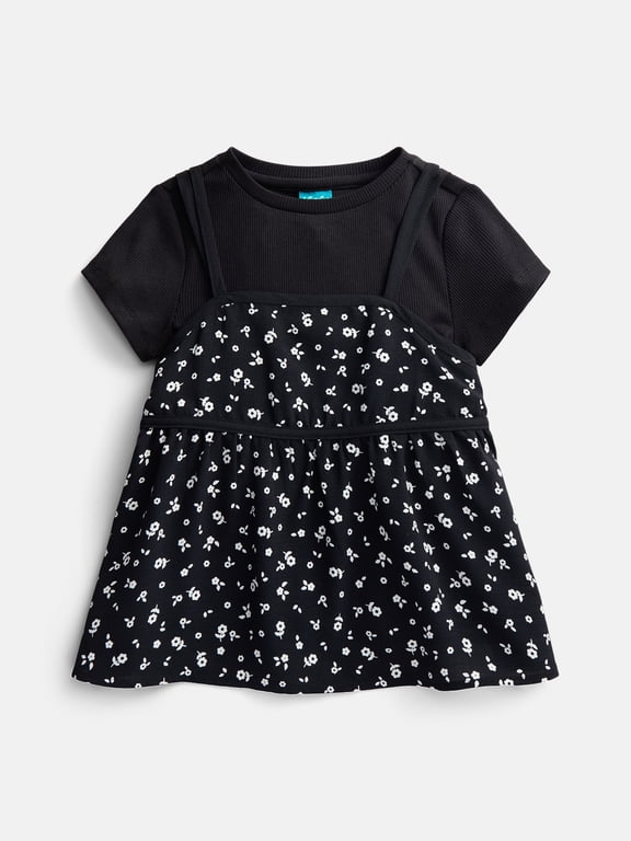 Girls Layered Top with Short Sleeves, Sizes 4-18 & Plus
