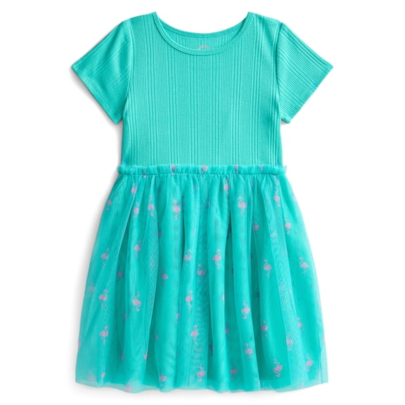 Wonder Nation Girls Tutu Dress with Short Sleeves, Sizes 4-18 & Plus