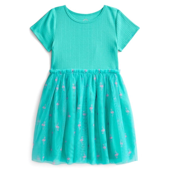 Wonder Nation Girls Tutu Dress with Short Sleeves, Sizes 4-18 & Plus