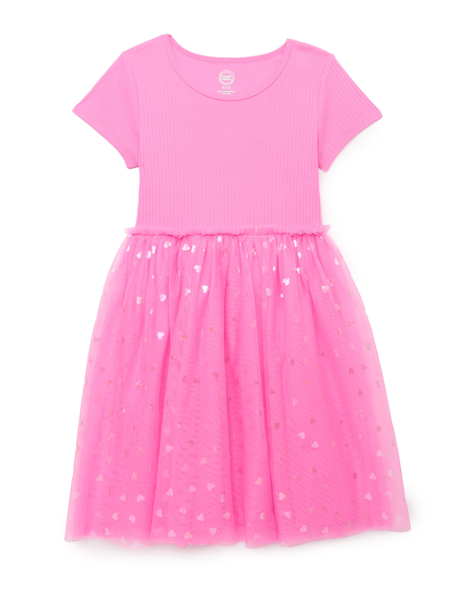 Wonder Nation Girls Short Sleeve Tutu Dress, Sizes 4-18 & Plus
