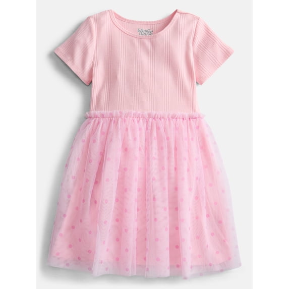 Wonder Nation Girls' Tutu Dress with Short Sleeves, Sizes 4-18