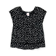 WONDER NATION Girls Short Sleeve Woven Babydoll Top, Sizes 4-18 & Plus
