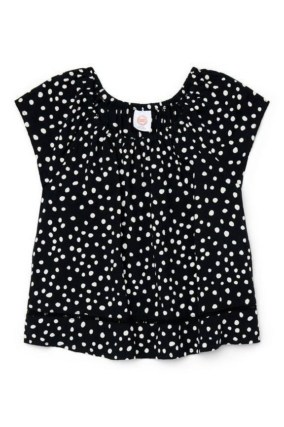 Girls Short Sleeve Woven Babydoll Top, Sizes 4-18 & Plus