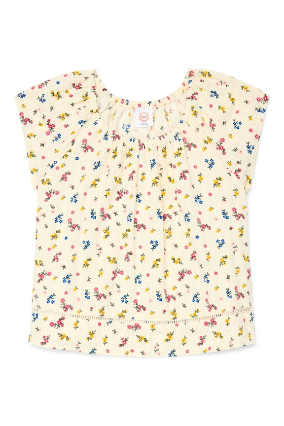 Girls Short Sleeve Woven Babydoll Top, Sizes 4-18 & Plus