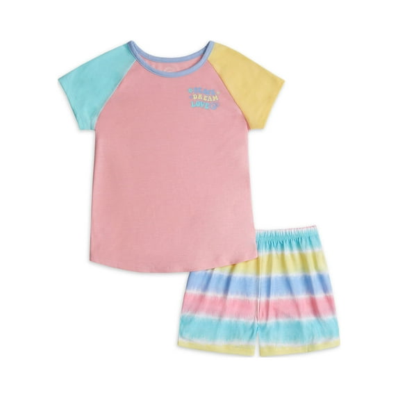 Wonder Nation Girls Short Sleeve and Short Pajamas Set, 2-Piece, Sizes 4-18 & Plus