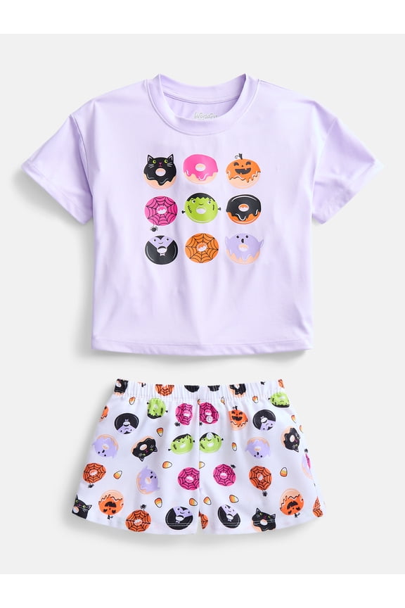 Girls' Graphic Tee and Shorts Pajama Set, 2-Piece, Sizes 4-18