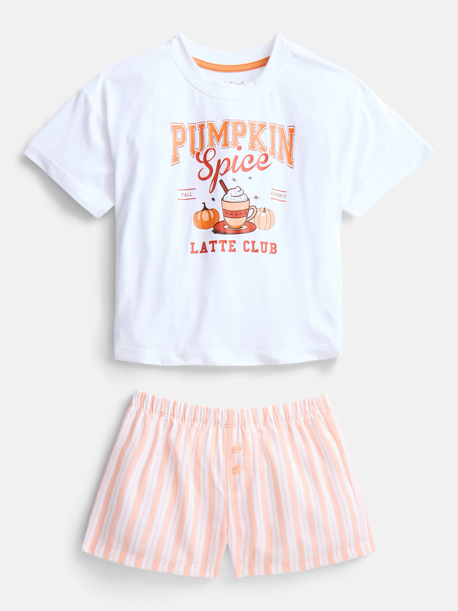 Wonder Nation Girls' Graphic Tee and Shorts Pajama Set, 2-Piece, Sizes 4-18