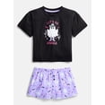thumbnail image 1 of Wonder Nation Girls' Graphic Tee and Shorts Pajama Set, 2-Piece, Sizes 4-18, 1 of 3