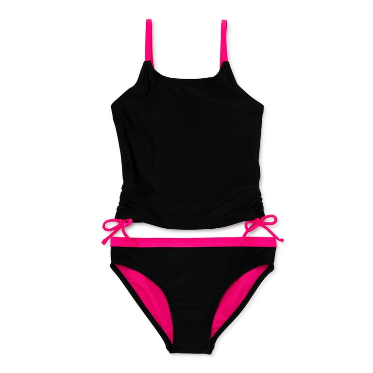 Wonder Nation Girls Side Tie Tankini Swimsuit with UPF 50 2 Piece Sizes 4 18 Plus