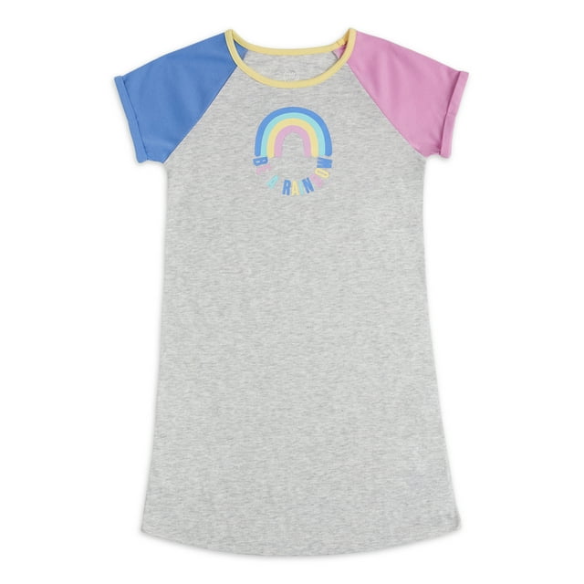 Wonder Nation Girls’ Sleep Gown with Short Sleeves, Sizes 4-18 & Plus