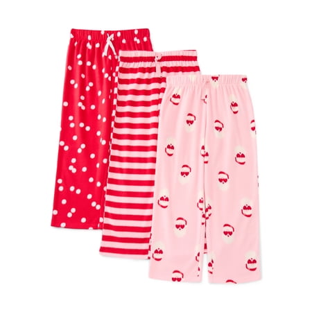 Wonder Nation Girls Holiday Print Sleep Pants, 3-Pack, Sizes 4-18