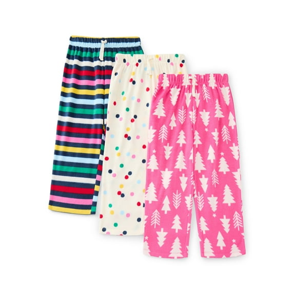 Wonder Nation Girls Holiday Print Sleep Pants, 3-Pack, Sizes 4-18