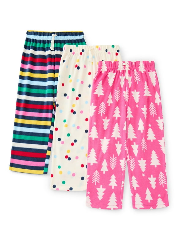 Girls Holiday Print Sleep Pants, 3-Pack, Sizes 4-18