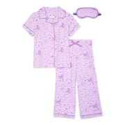 Wonder Nation Girls Sleep Shirt and Pants Set with Eye Mask, 3-Piece, Sizes 4-18 & Plus