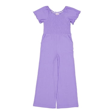 Wonder Nation Girls Smocked Jumpsuit, Sizes 4-18 & Plus