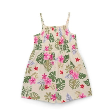 Wonder Nation Girls Smocked Romper, Sizes 4-18 & Plus
