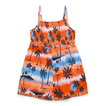 Wonder Nation Girls Smocked Romper, Sizes 4-18 & Plus