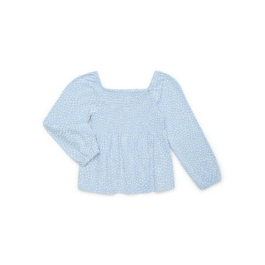 Wonder Nation Girls Smocked Top with Long-Sleeves, Sizes 4-18