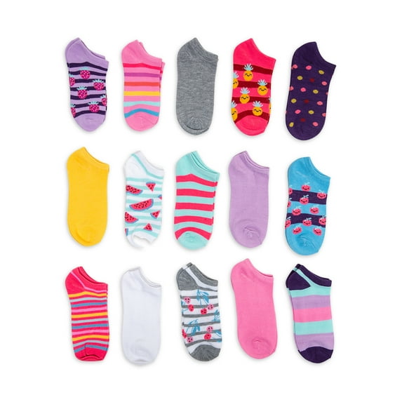 Wonder Nation Girls Socks, 15-Pack, Sizes S-L