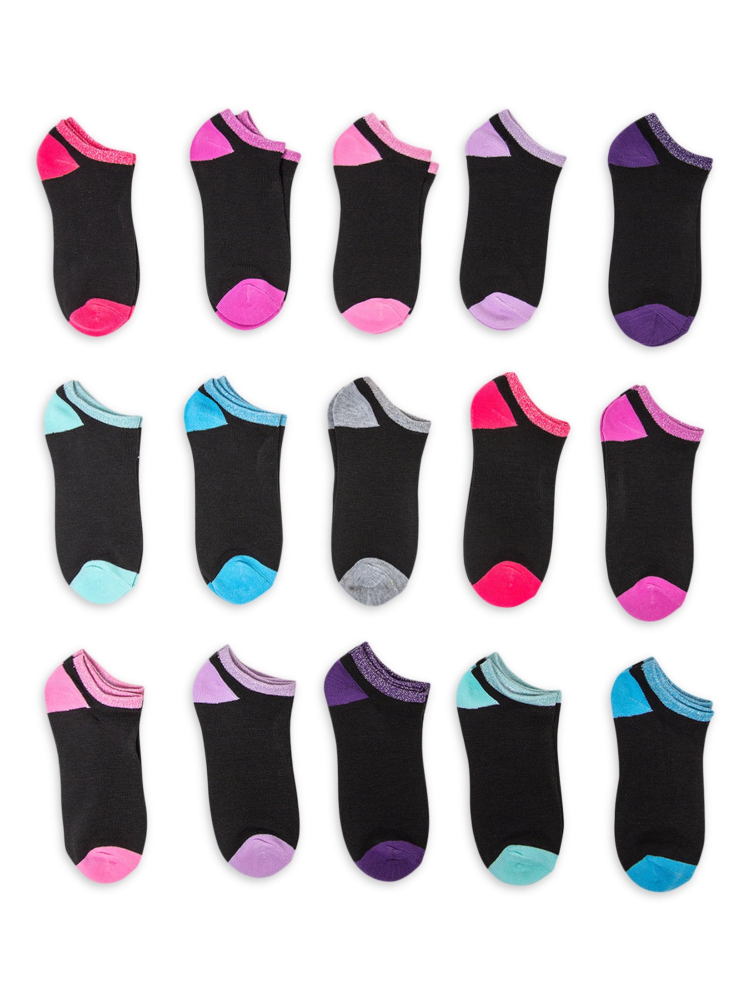 Wonder Nation Girls Socks, 15-Pack, Sizes S-L