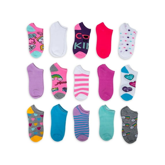 Wonder Nation Girls Socks, 15-Pack, Sizes S-L