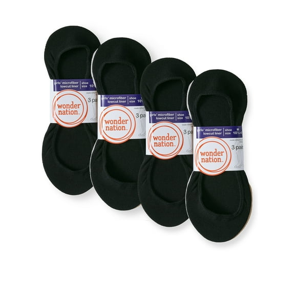 Wonder Nation Girls Socks Liners 12-Pack, Sizes S-L