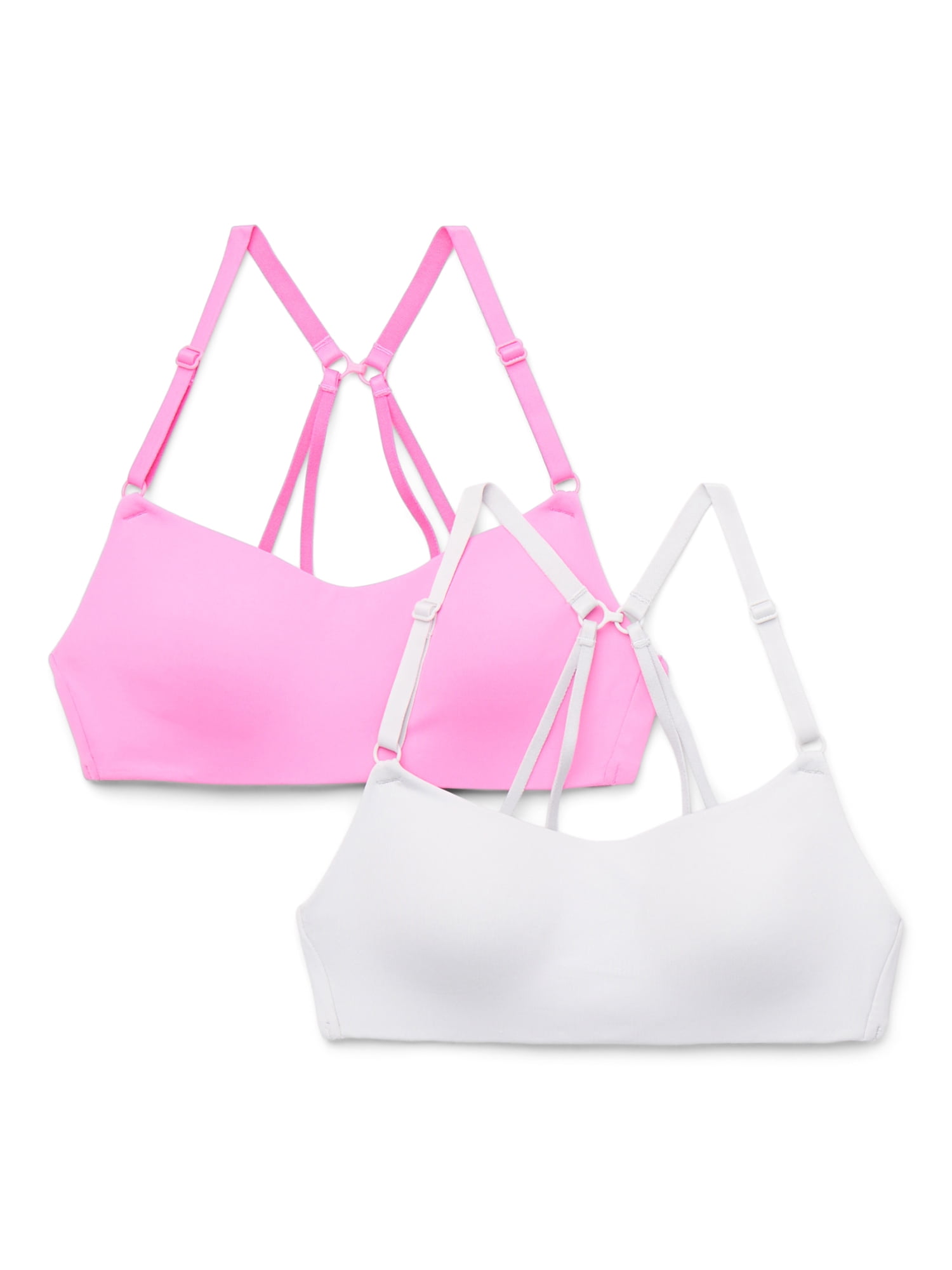 Wonder Nation Girls Soft & Smooth Padded Scoop Bralette, 2-Pack, Sizes XS-XXL