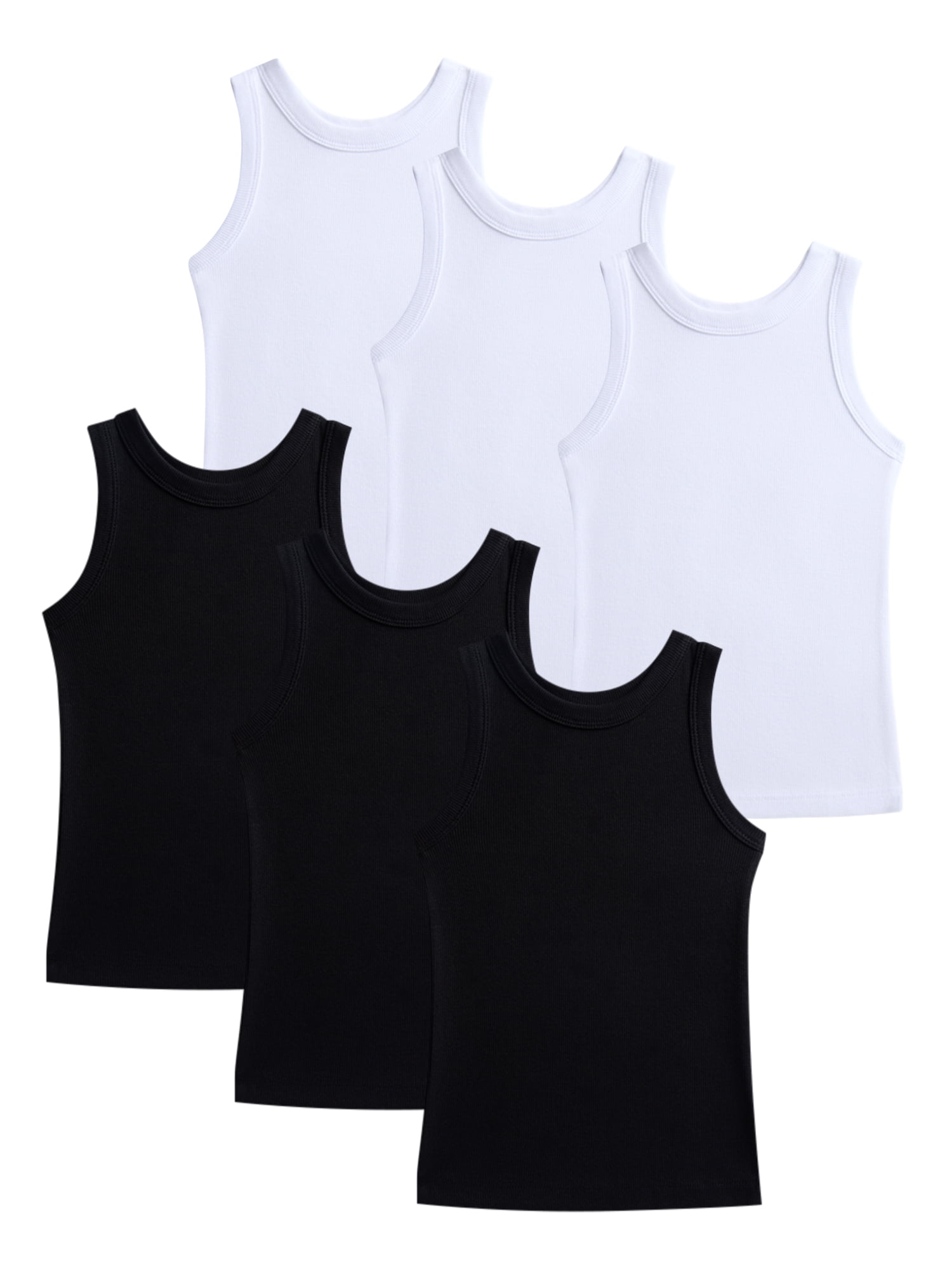 Wonder Nation Girls Ribbed Tank Tops, 6-Pack, Sizes 4-18 & Plus