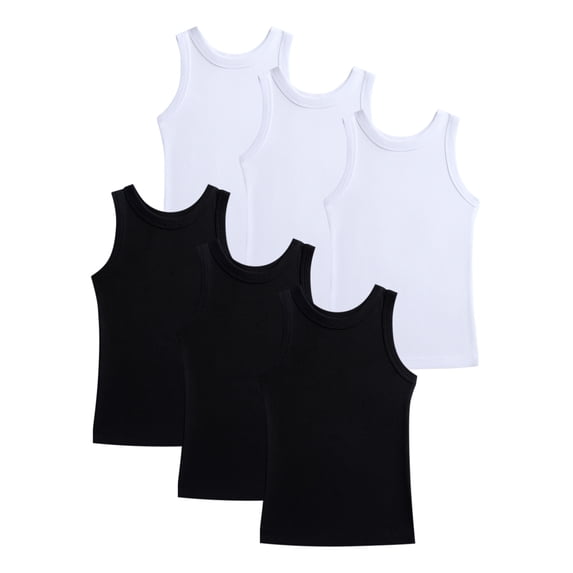 Wonder Nation Girls Ribbed Tank Tops, 6-Pack, Sizes 4-18 & Plus