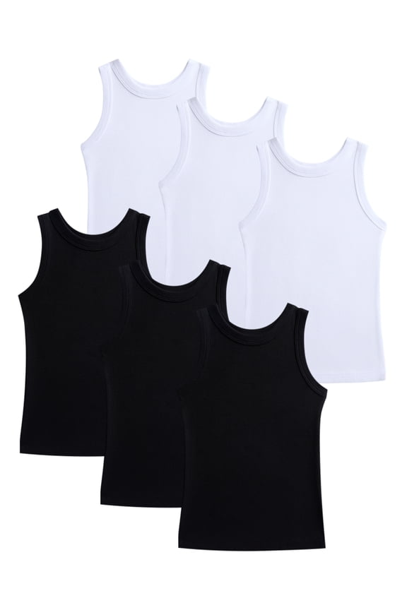 Girls Ribbed Tank Tops, 6-Pack, Sizes 4-18 & Plus