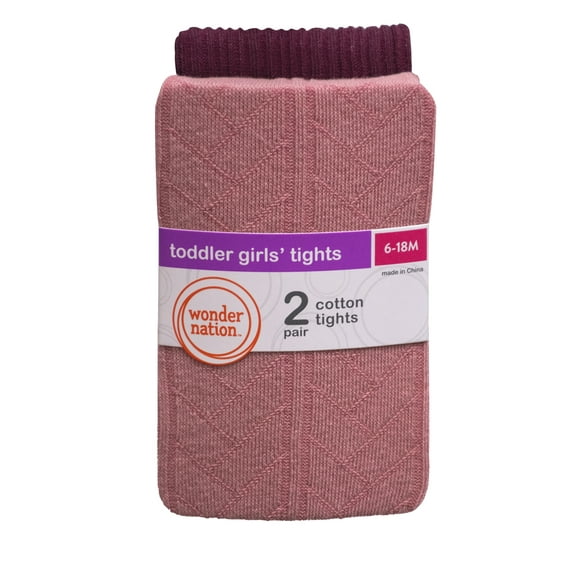 Wonder Nation Girls Solid Texture Tights, 2-Pack, 6M-5T