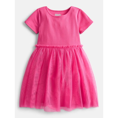 Girls' Tutu Dress with Short Sleeves, Sizes 4-18 & Plus