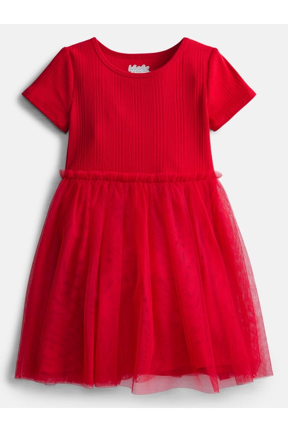 Girls' Tutu Dress with Short Sleeves, Sizes 4-18 & Plus