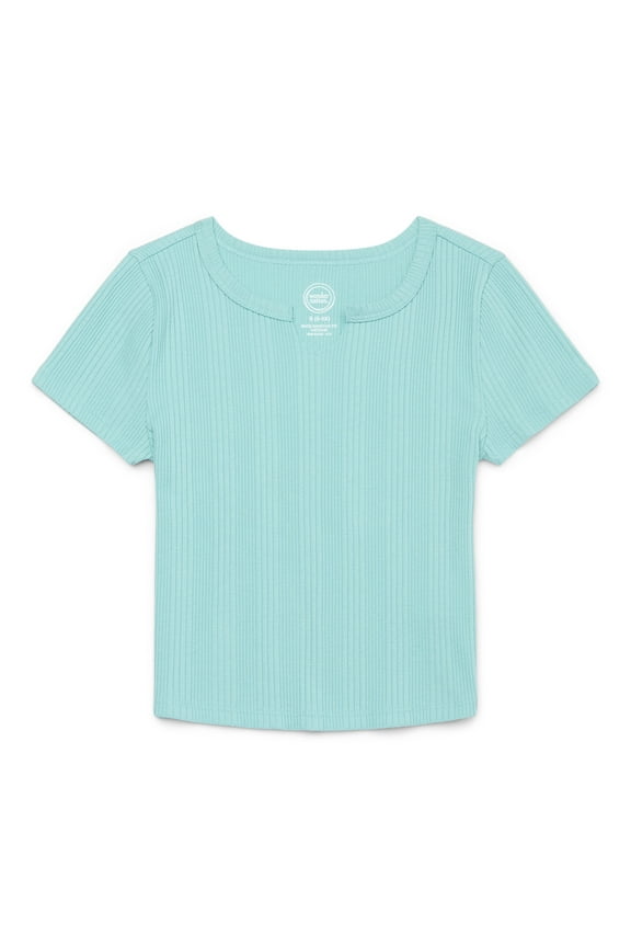 Girls Split Neck Top with Short Sleeves, Sizes 4-18