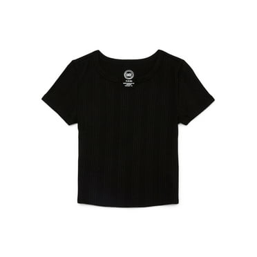 Wonder Nation Girls Split Neck Top with Short Sleeves, Sizes 4-18