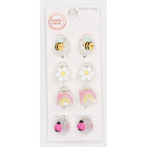 Wonder Nation Girls Spring Motif Mini Claw Clips, 8-Piece, Multi
