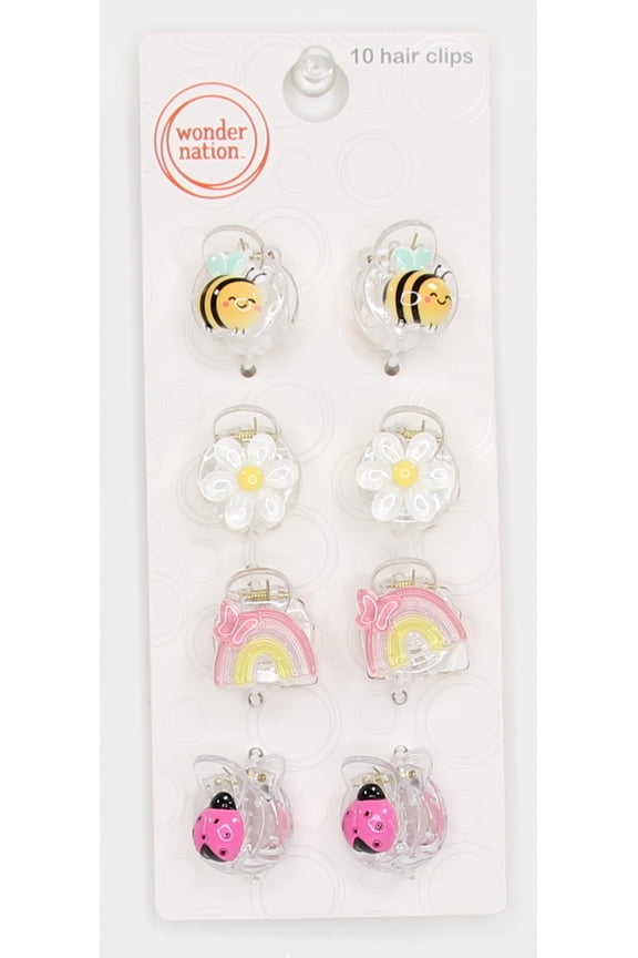 Girls Spring Motif Mini Claw Clips, 8-Piece, Multi