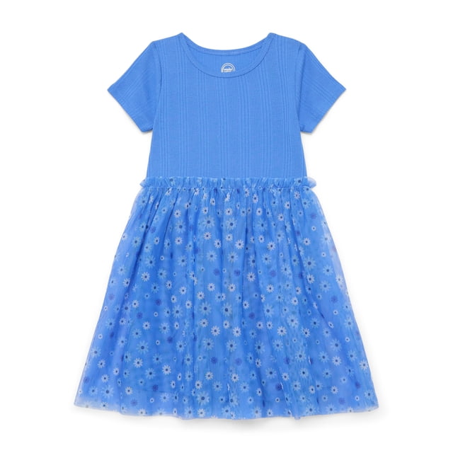 Wonder Nation Girls Tutu Dress with Short Sleeves, Sizes 4-18 & Plus