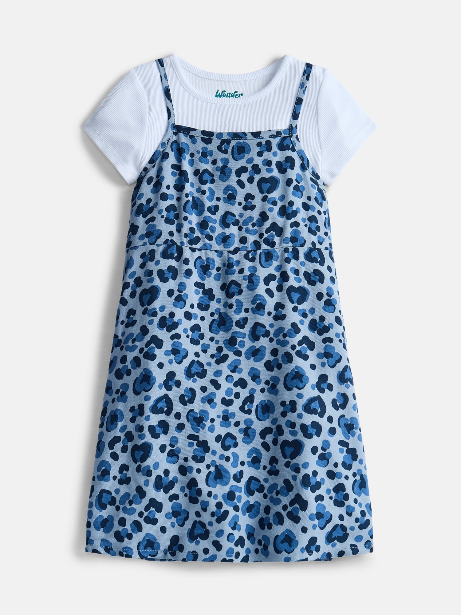 Wonder Nation Girls Square Neck Cami Dress and Tee, 2-Piece Outfit Set, Sizes 4-18