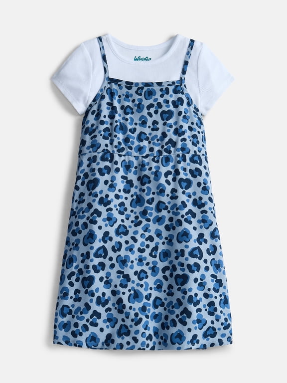 Girls Square Neck Cami Dress and Tee, 2-Piece Outfit Set, Sizes 4-18