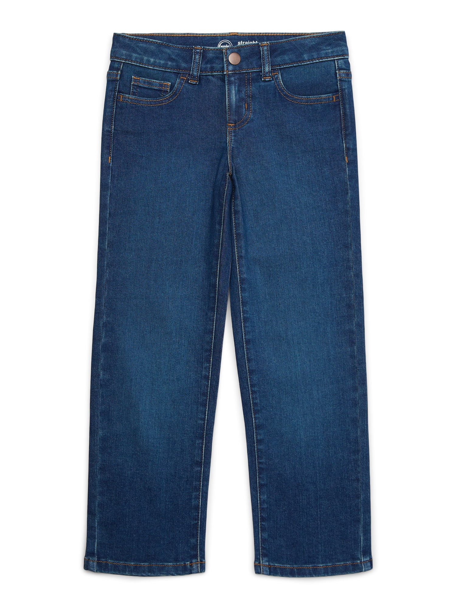 【WONDER WONDER】One Way Daily Wide Denim Pants Wonder Nation Girls Straight Leg Stretch Jeans, Sizes 5-18