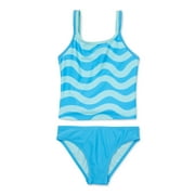 Wonder Nation Girls' Side Tie Tankini Swimsuit with UPF 50, 2-Piece, Sizes 4-18 & Plus